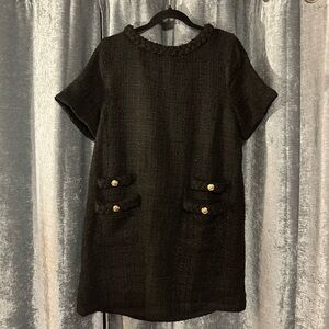 Black mini shift dress